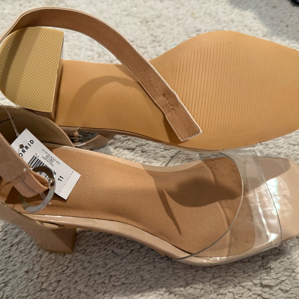 Torrid Women's Tan and Clear Heels